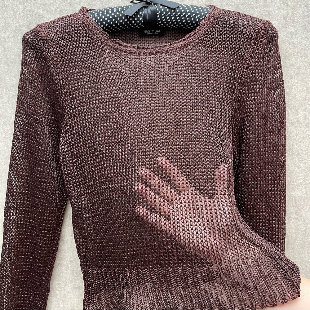 Nasty Gal Brown Mesh Sweater